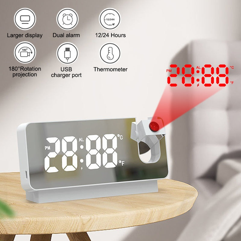 Reloj alarma 180° Rotation LED