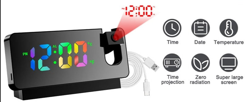 Reloj alarma 180° Rotation LED