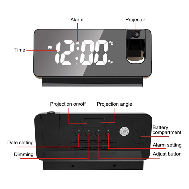 Reloj alarma 180° Rotation LED